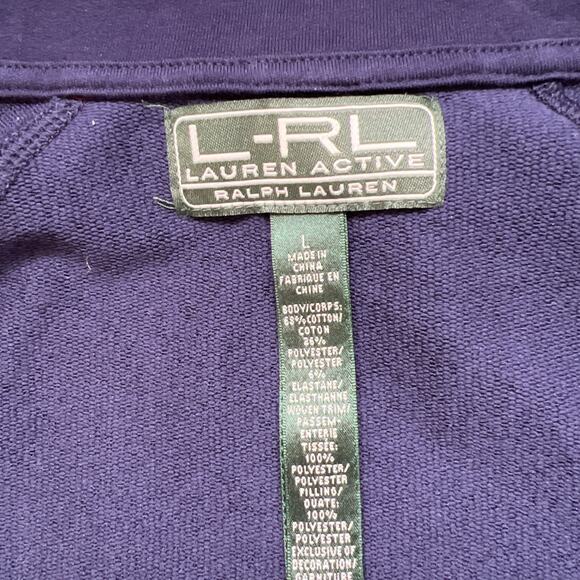 LRL Ralph Lauren Full Zip Jacket Large Blue Quilted Equestrian Pockets Horse Bit - Picture 6 of 9